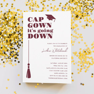 Graduation Party Cap Gown it's going Down Burgundy Inbjudningar