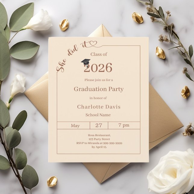 Graduation party champagne She did it invitation (Skapare uppladdad)