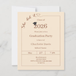 Graduation party champagne She did it invitation