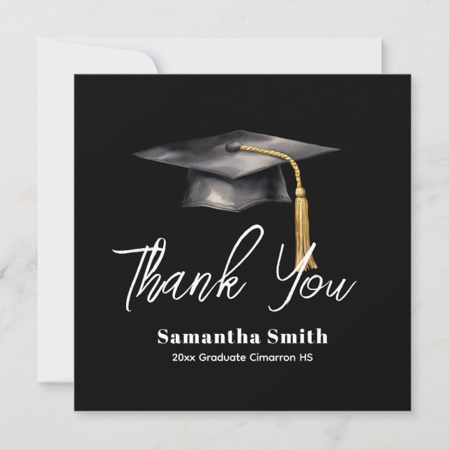 Graduation Party Flat Thank You Card Tack Kort (Framsida)