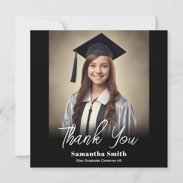 Graduation Party Flat Thank You Card Tack Kort (Framsida)