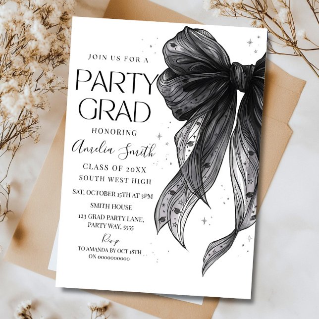 Graduation Party Invitation Black Bow Graduation A Inbjudningar (Skapare uppladdad)