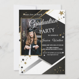 Graduation Party Invitation Black Gold Photo  Inbjudningar