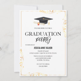 Graduation Party Invitation Elegant Gold Editable  Inbjudningar