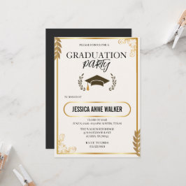 Graduation Party Invitation Elegant Gold Editable  Inbjudningar