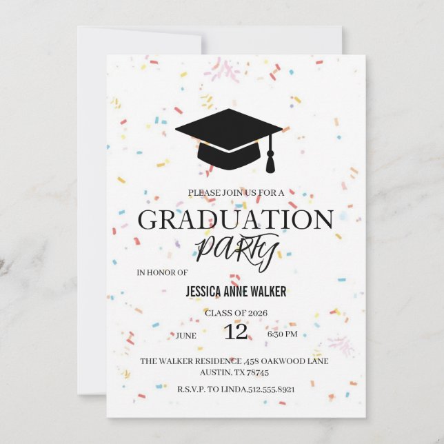 Graduation Party Invitation Elegant Gold Editable  Inbjudningar (Framsida)
