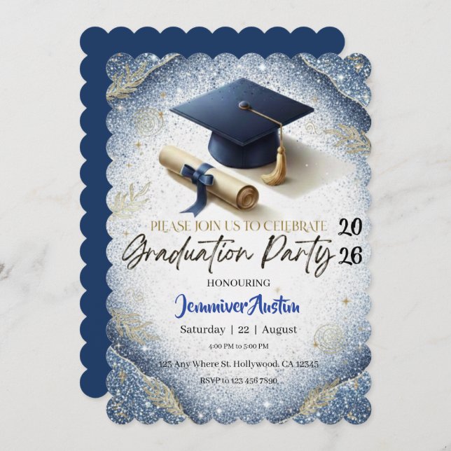 Graduation Party Invitation  Inbjudningar (Fram/baksida)