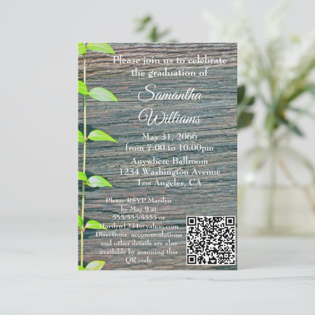 Graduation Party Invitation, Rustic Boards Card Kort (Stående Fram)