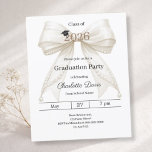 Graduation party ivory bow class 2026 invitation<br><div class="desc">Celebrate your achievement with this elegant ivory bow graduation invitation. The design features a large, sophisticated satin ribbon adorned with delicate pearl strings and a subtle mortarboard icon. It is the perfect choice for high school or college seniors looking for a feminine and chic announcement. 1 sheet = 1 invitation...</div>