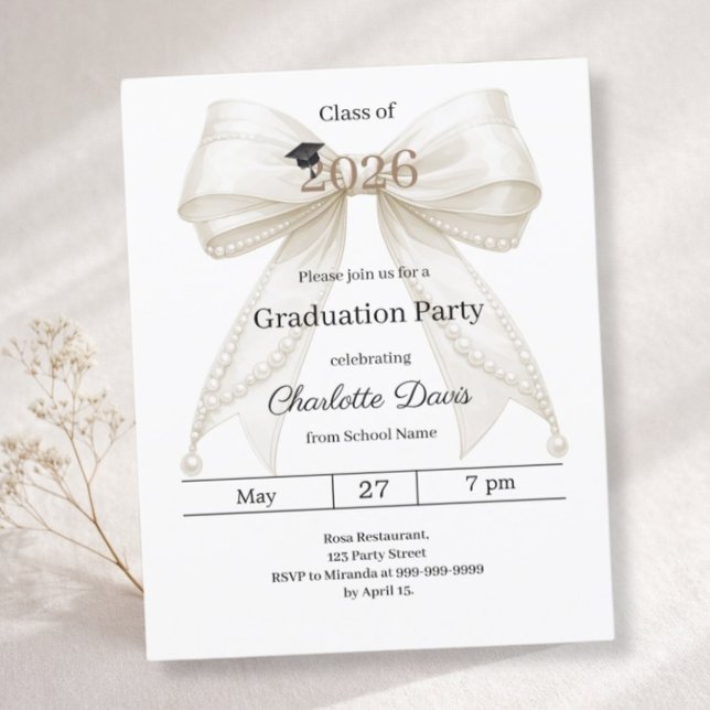 Graduation party ivory bow class 2026 invitation (Skapare uppladdad)