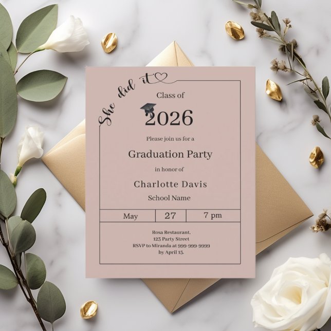 Graduation party mocha She did it invitation (Skapare uppladdad)
