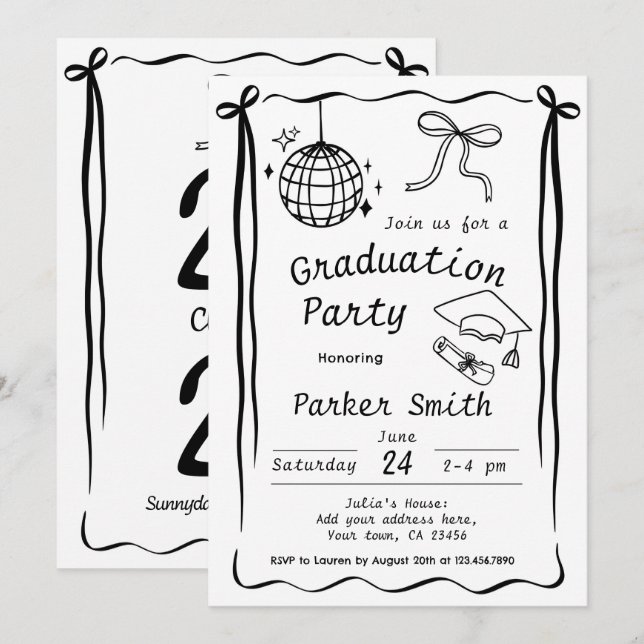 Graduation Party Modern Inbjudningar (Fram/baksida)