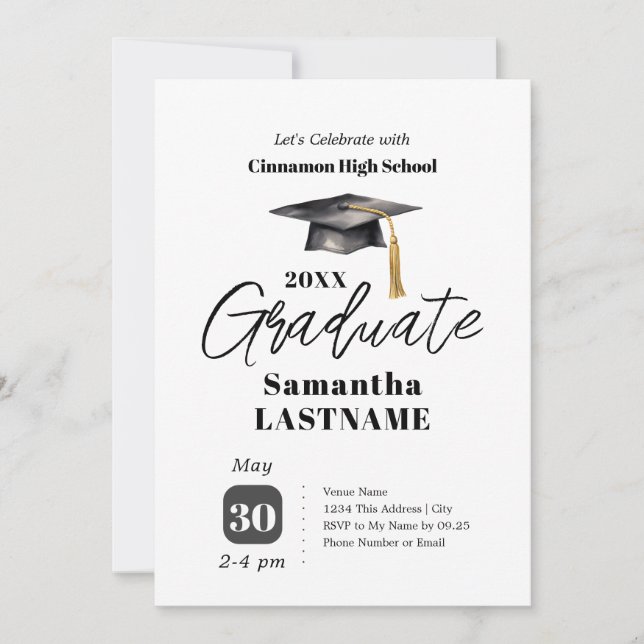 Graduation Party One Photo Invitations Inbjudningar (Framsida)