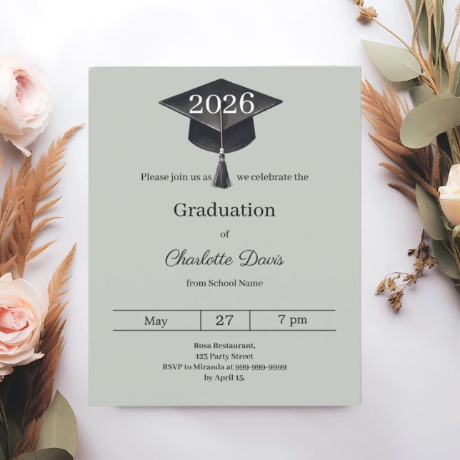 Graduation party sage green class 2026 invitation (Skapare uppladdad)