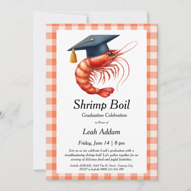 Graduation Party Shrimp Boil Invitation Inbjudningar (Framsida)