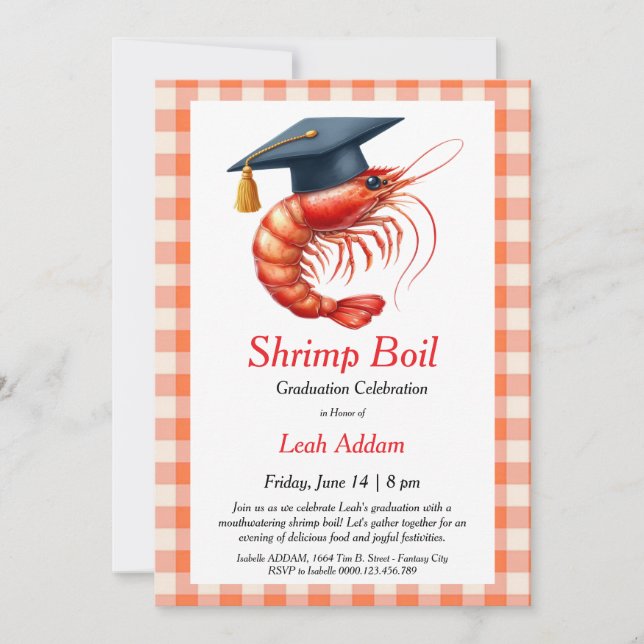 Graduation Party Shrimp Boil Invitation Inbjudningar (Framsida)