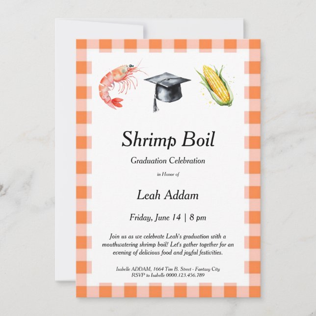 Graduation Party Shrimp Boil Invitation Inbjudningar (Framsida)