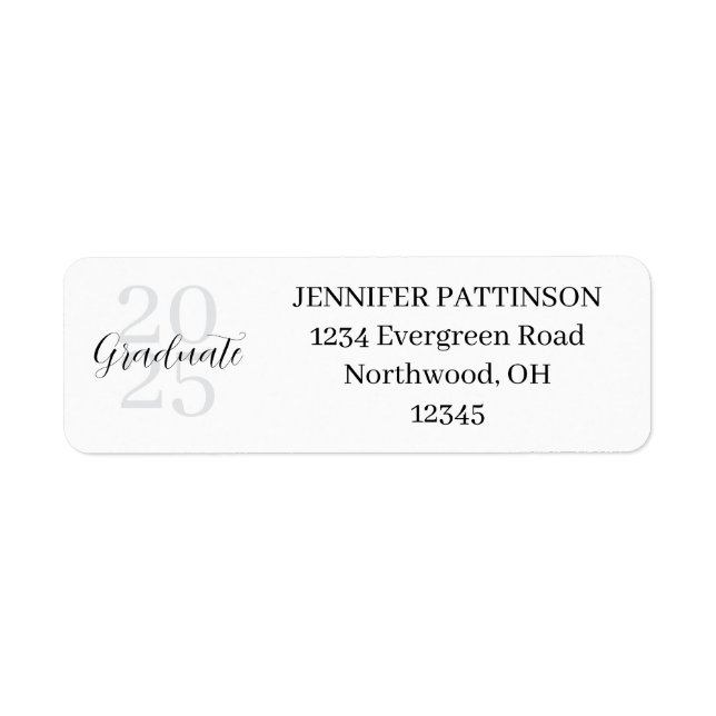 Graduation Party Simple Modern Return Address Returadress Etikett (Framsidan)