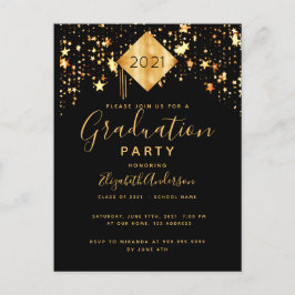 Graduation party toppdekoration svart guld stjärno vykort