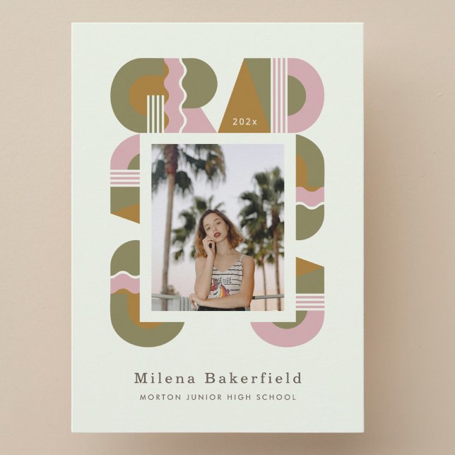 Graduation photo announcement card 2026 retro meddelande (Skapare uppladdad)