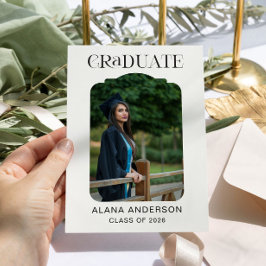 Graduation Photo Announcement Modern Arch Black Meddelande