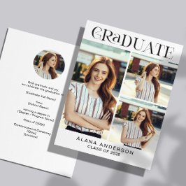 Graduation Photo Announcement Modern Collage Meddelande
