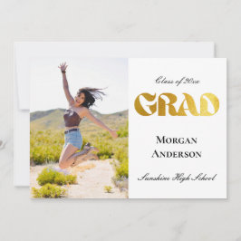 Graduation Photo Black and Gold Announcement  Inbjudningar