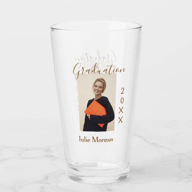 Graduation photo brown golden year 20XX namesimple Glaskopp (Framsida)