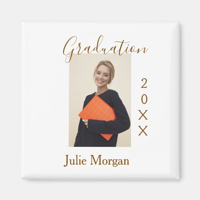 Graduation photo brown golden year 20XX namesimple Magnet (Framsidan)