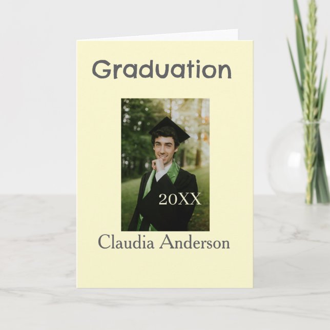 Graduation photo class year yellow gray pastel gra kort (Framsida)