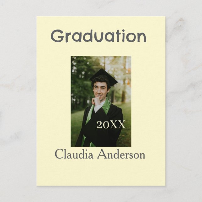 Graduation photo class year yellow gray pastel gra vykort (Framsida)