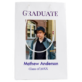 Graduation photo name class of 20XX blue simple bo