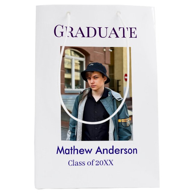 Graduation photo name class of 20XX blue simple bo (Framsidan)