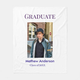 Graduation photo name class of 20XX blue simple bo Fleecefilt