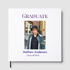 Graduation photo name class of 20XX blue simple bo Gästböcker