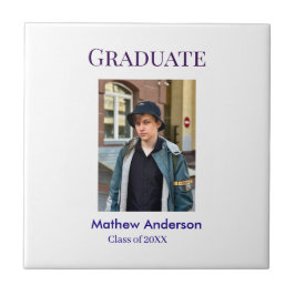 Graduation photo name class of 20XX blue simple bo Kakelplatta