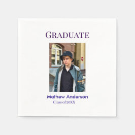 Graduation photo name class of 20XX blue simple bo Pappersservett