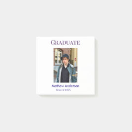 Graduation photo name class of 20XX blue simple bo Post-it Block