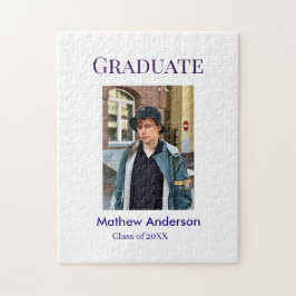 Graduation photo name class of 20XX blue simple bo Pussel