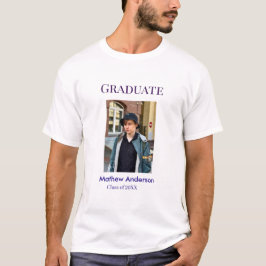 Graduation photo name class of 20XX blue simple bo T Shirt