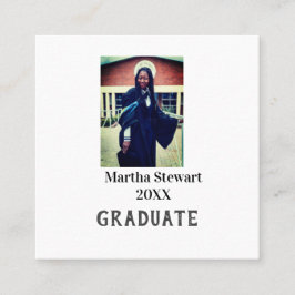 Graduation photo name year class university simple fyrkantigt visitkort