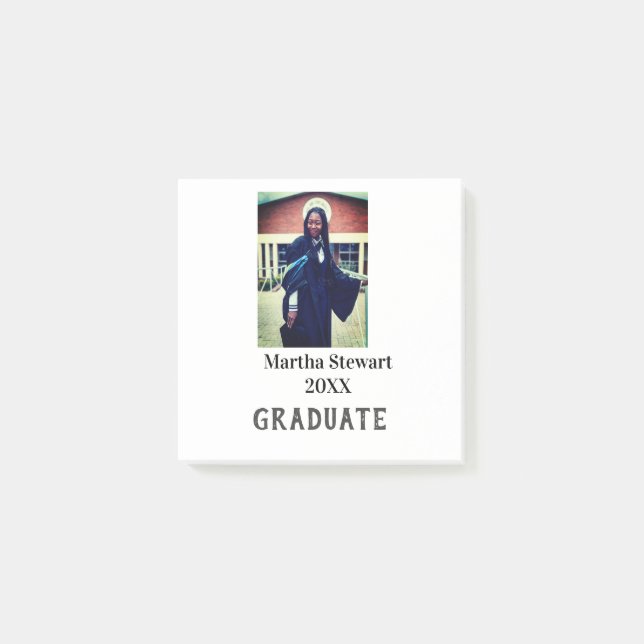 Graduation photo name year class university simple post-it block (Framsida)