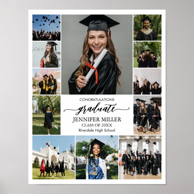 Graduation Portrait Custom Senior Photo Collage Poster (Framsidan)