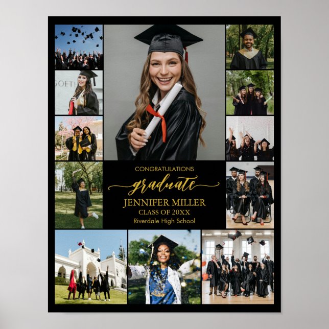 Graduation Portrait Personalized Photo Collage Poster (Framsidan)