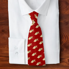 Graduation Red Gold Foil Cap Icon Pattern Minimal Slips