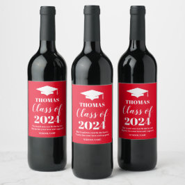 Graduation red wine label vinflaska etikett