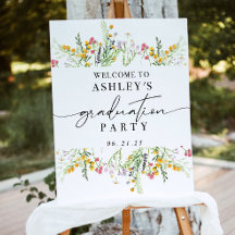 Graduation sign printable, floral Graduation Welco