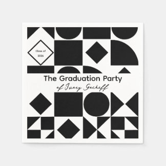 Graduation Simplistic Geometry Black and White Pappersservett