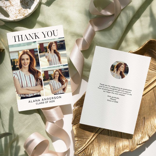 Graduation Thank you Photo Collage Modern Class Tack Kort (Skapare uppladdad)