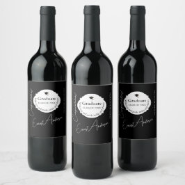 Graduation Wine Label Elegant Custom Keepsake Vinflaska Etikett